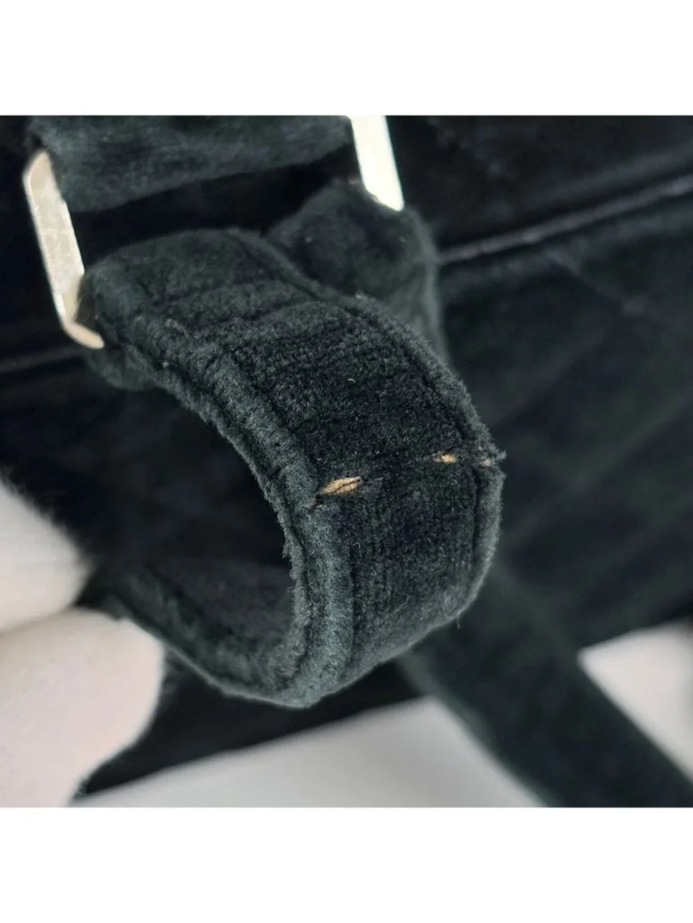 Chanel Backpack CC Logo Quilted Velour Black